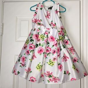 Pink and Green Floral Satin Dress SZ 3T